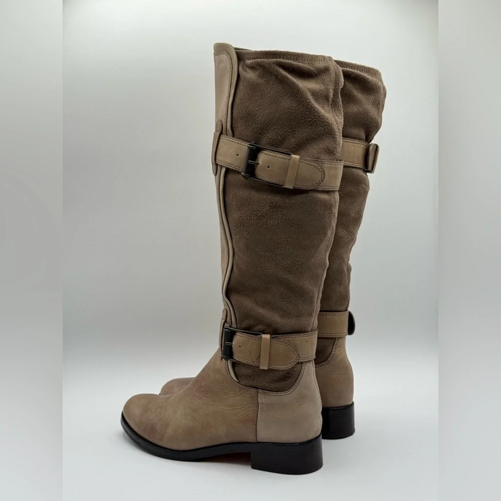 Cole Haan Riding Boots Leather Nike Air Avalon Tall Boots Taupe Leather 6B - Picture 15 of 16